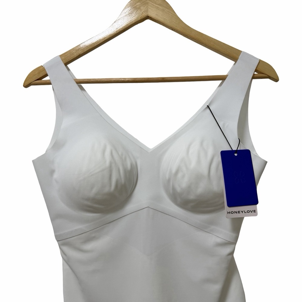 HONEYLOVE Womens LiftWear Padded Tank Top Size L White Shaping Slimming NEW - Picture 2 of 6